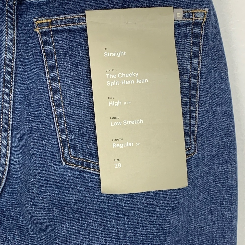 NWT Everlane Jeans Cheeky Split Hem High Rise Size 29 Regular 32” Length Blue - Picture 5 of 14